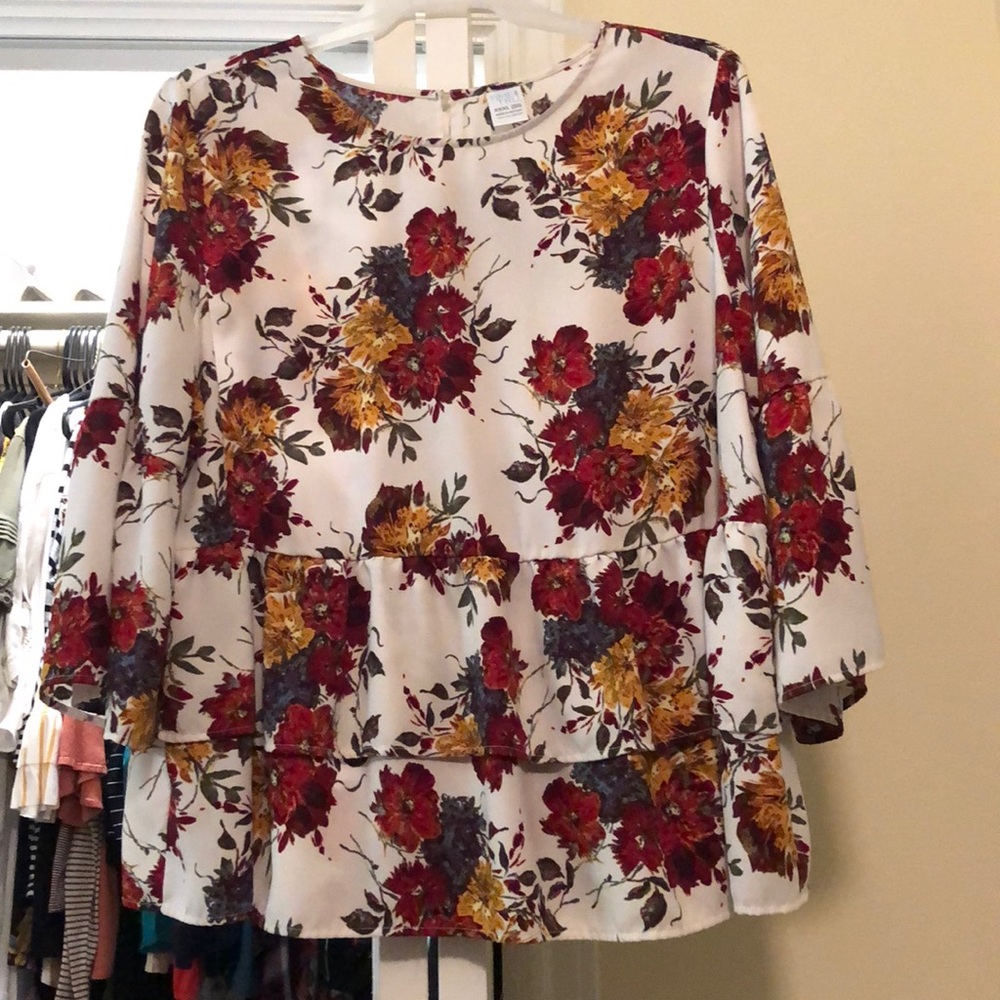 White blouse with floral pattern